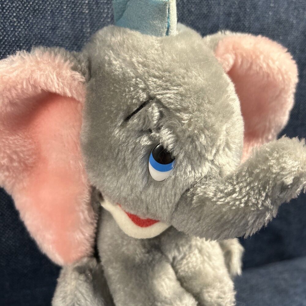 Vintage Disney Dumbo Plush 8" Stuffed Animal Blue Hat Korea Collectible